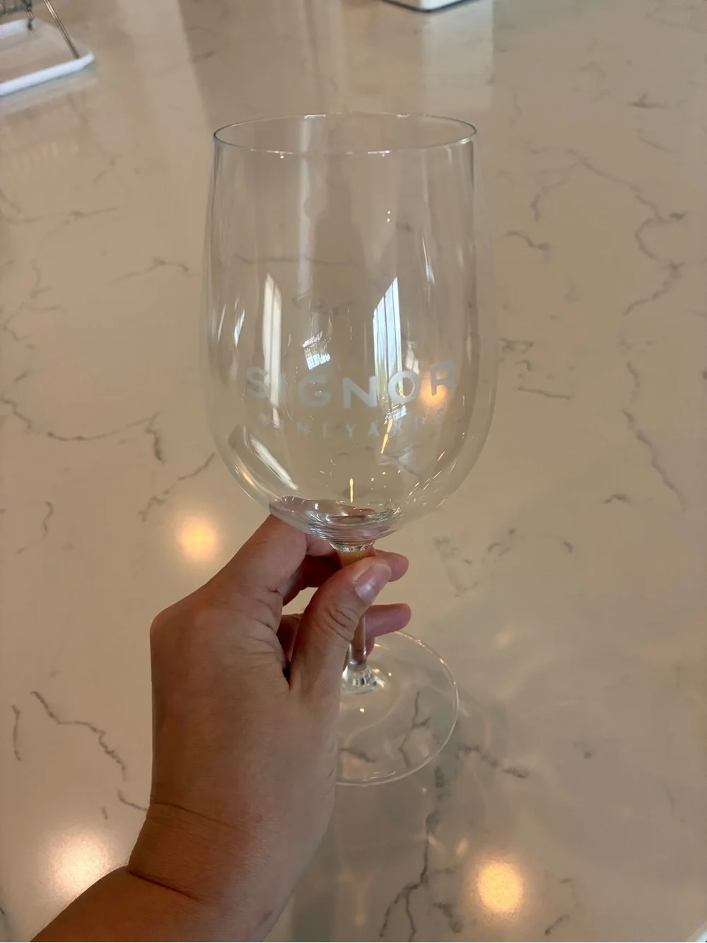 Clear Crystal Wine Glass with Etched Logo - Clear